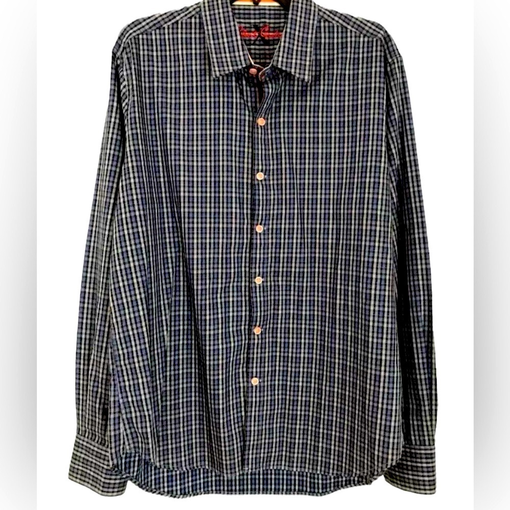 Robert Graham X Blue Plaid Flip Contrast Cuff Long Sleeve Button Down Shirt XL